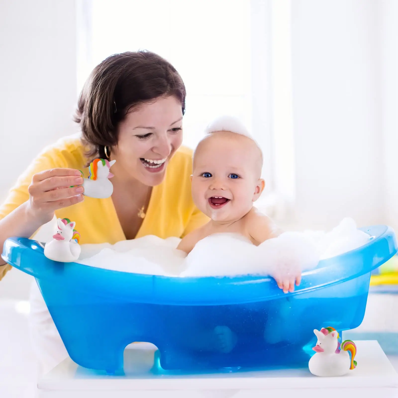 24/48 Pcs Unicorn Rubber Ducks Mini Rubber Ducks Bulk Small Rainbow Duckies Toys for Girls Boys Birthday Pool Party Favors