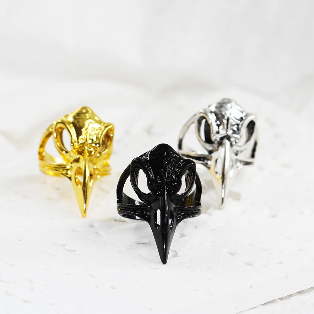 1pc Vintage Punk Eagle Head Skull Ring for Men Women Fashion Personality Index Finger Ring Popular Jewelry Gift