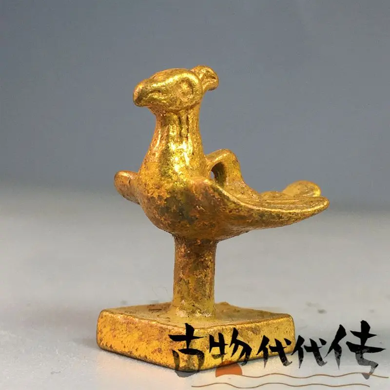 Gilt Vermilion bird seal Ornament Decoration Tea Pet Figurines Desk Decor Accessories