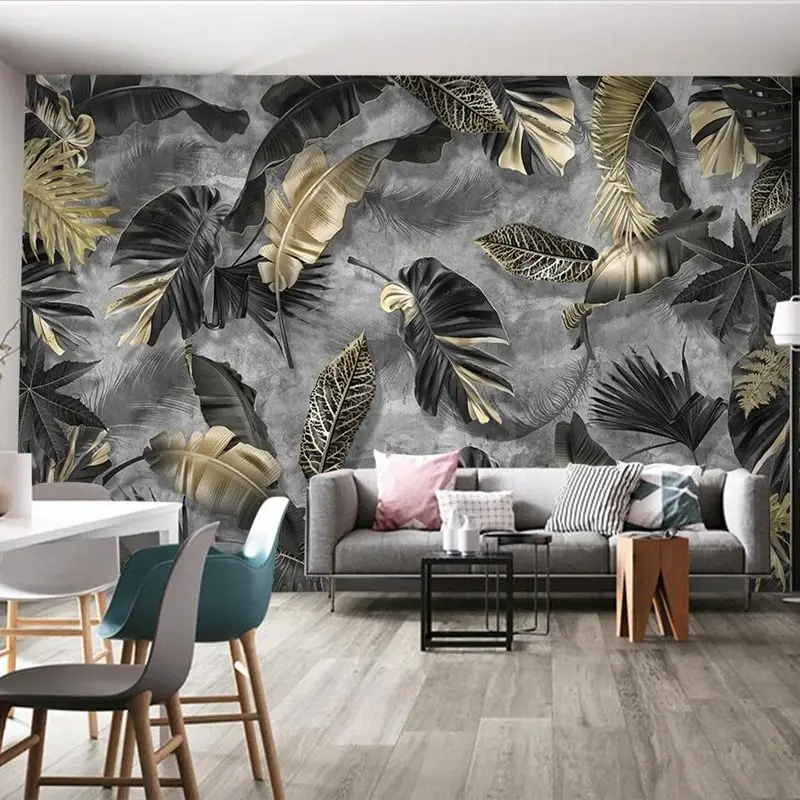 

Custom 3d wallpaper Nordic modern minimalist tropical plant leaf feather background wall restaurant hotel clothing store mural