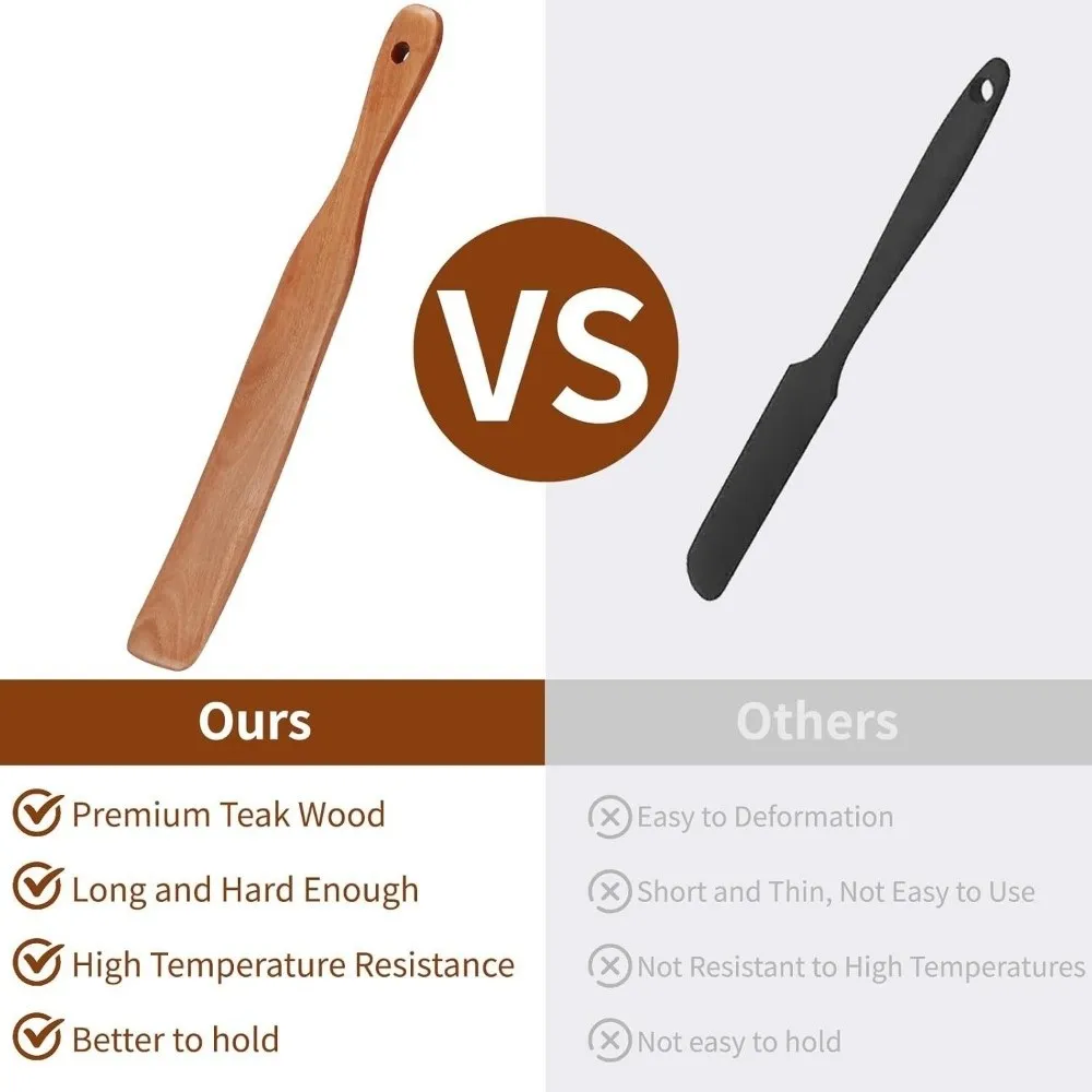 

Kitchen Utensils Wooden Handle Scraper Spreading Function Eco-Friendly Spurtle Mixing Function Sourdough Starter Tool Cooking