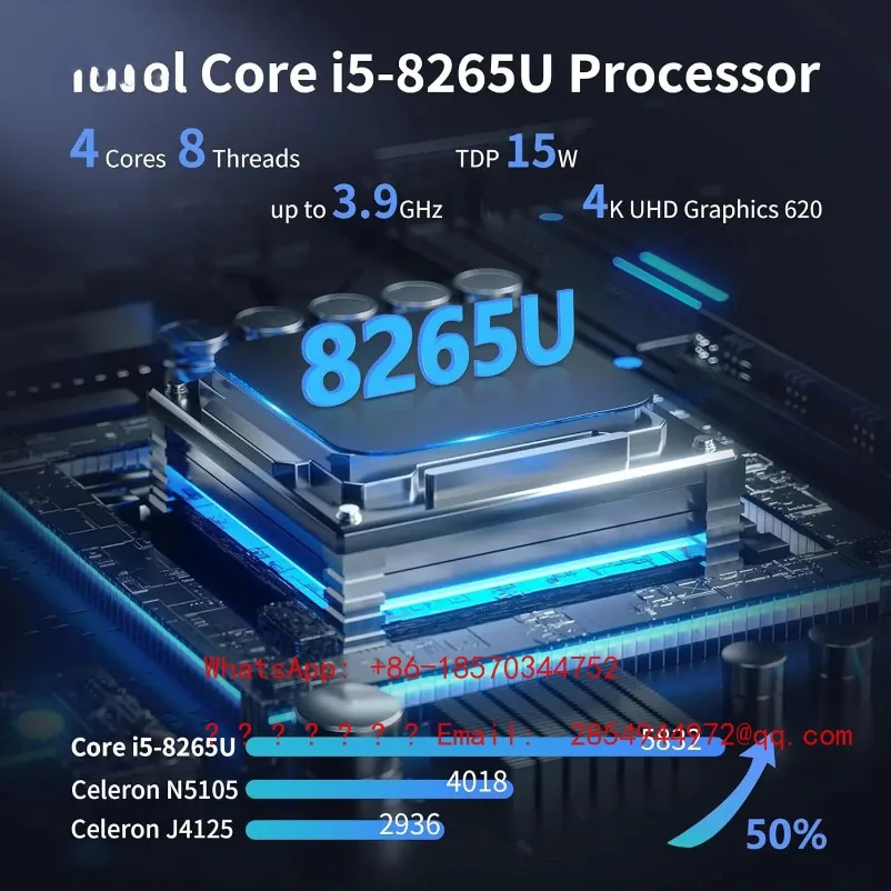 Motherboard 8-bay I5-8265U 4-core/8-thread, Mini ITX PC Motherboard White M11, 2 NVMe PCIe 3.0 Slots