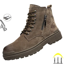 Zapatos de soldadura antiquemaduras para hombre, botas de trabajo de seguridad con punta de acero Indestructible, a prueba de uñas, 2024