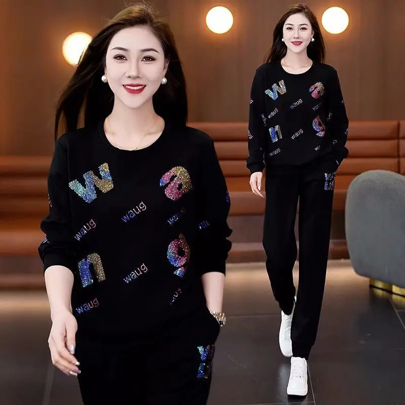 

Белый женский пуловер с круглым вырезом, топ из 2 предметов, хлопковый модный новый красивый цвет, дешевый женский свитшот с эмо-писью и стразами