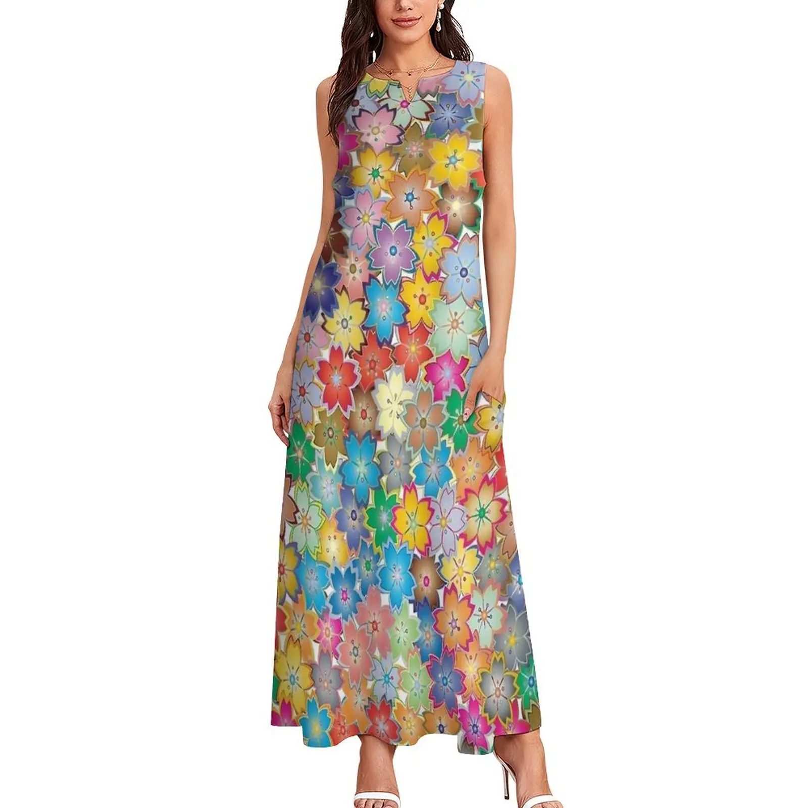 Robe longue à fleurs pour femmes, streetwear, boho, plage, boîte de nuit, maxi, cadeau, été