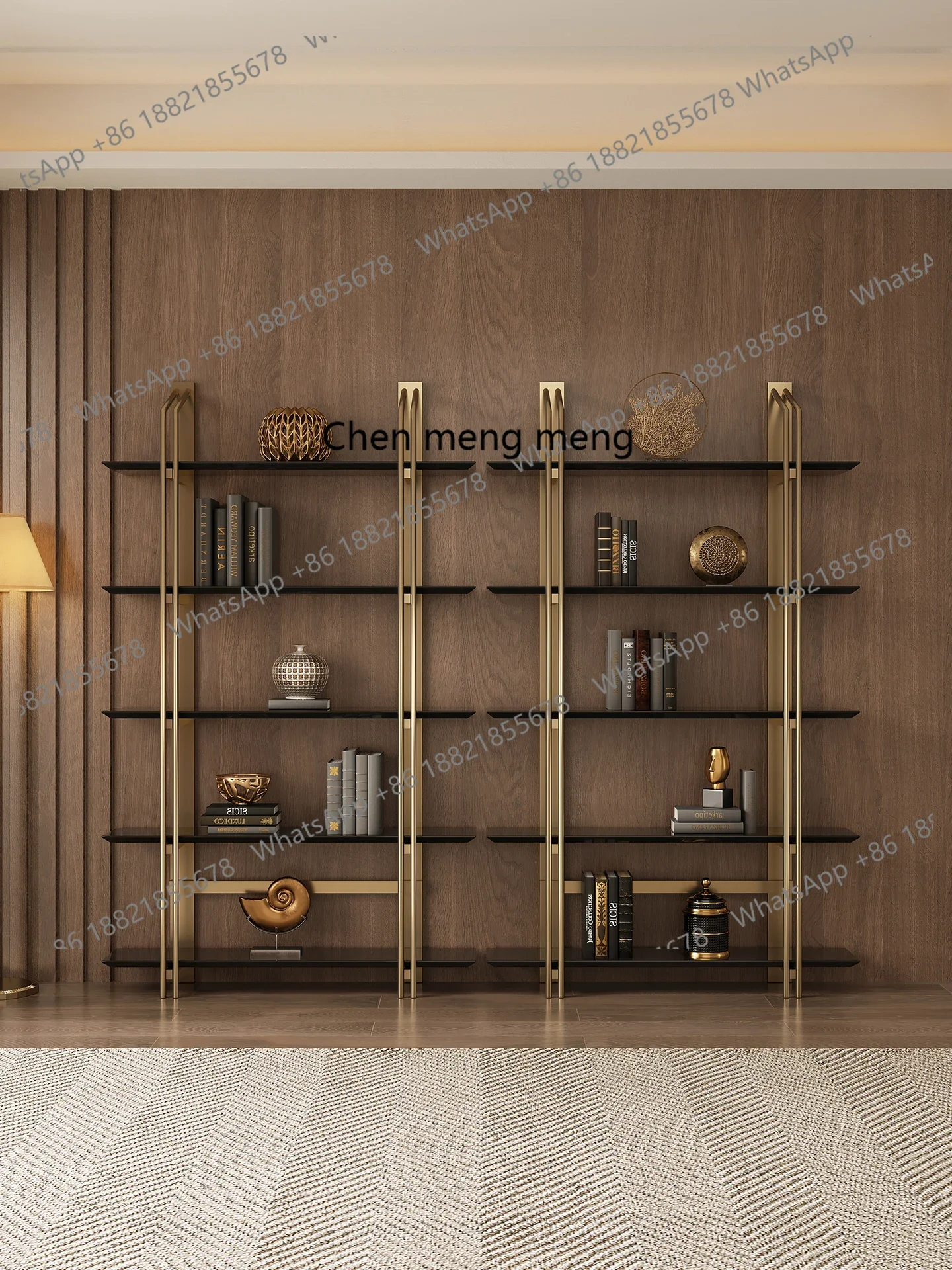 

Italian light luxury high-end bookshelves floor-to-ceiling shelves study rooms against the wall integrated storage cabinets