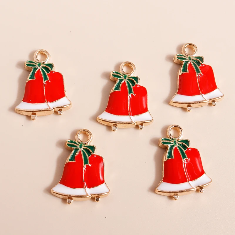 10 Stück Mix Emaille Weihnachtsanhänger für Schmuckherstellung Weihnachtsmann Baum Hirsch Hut Charms Anhänger für DIY Halsketten Ohrringe Geschenke – Detail 29