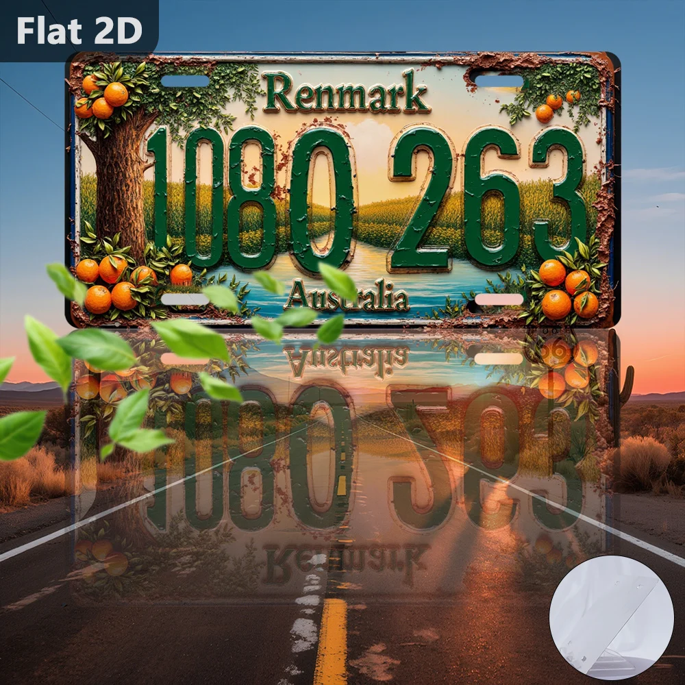 1pc 2D Flat Vintage Aluminum SignRenmark Australia Oranges Travel Souvenir, Halloween Gift, Garage Wall Decor, Home Wall Decor