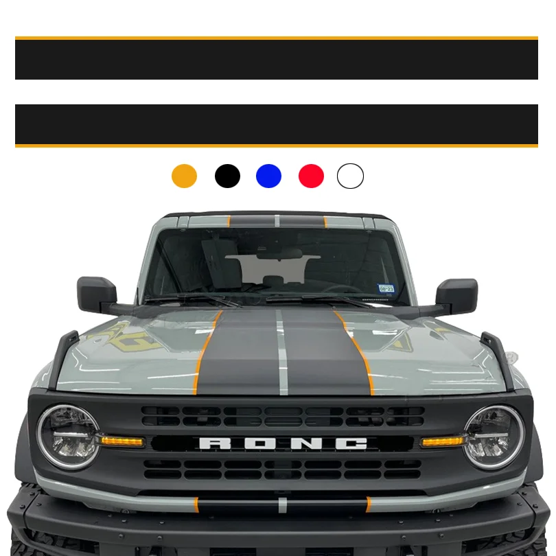 Personalized Hood Decal Matt Black Double Stripe Sticker Scoop Overlay Decoration Wrap Vinyl for Ford Bronco 2021 2022 2023