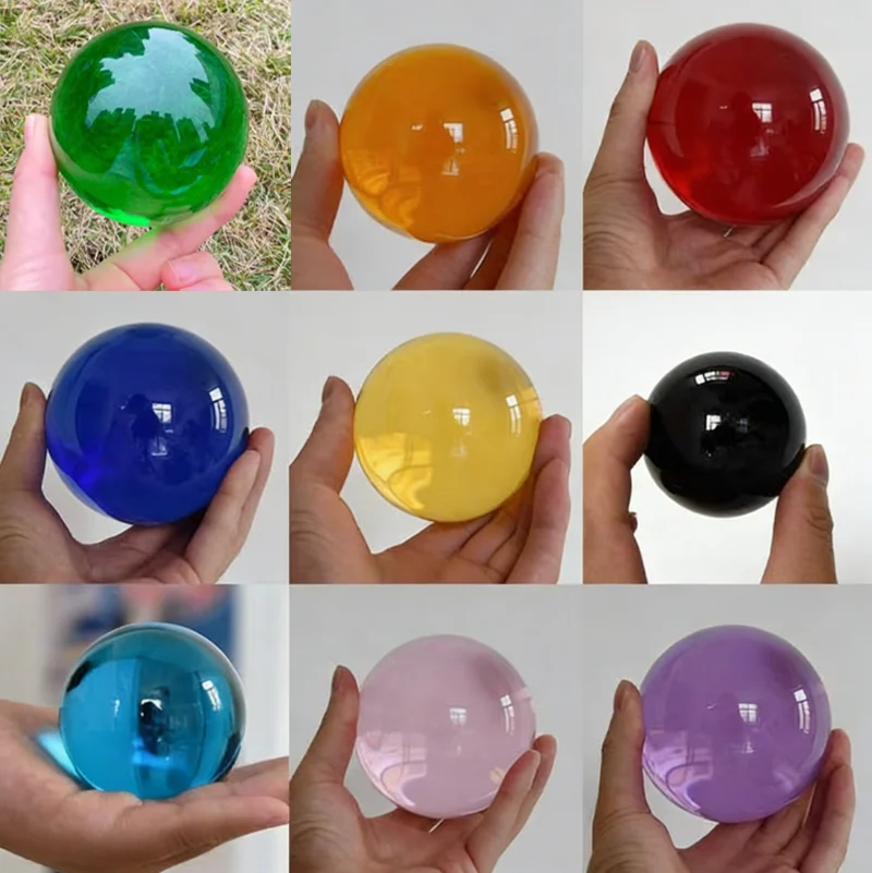 1Pcs Dia 12/15/20/25/30/35/40mm Pure Acrylic Solid Sphere Magic Decoration Organic Glass Transparent Color Ball Suspension Ball
