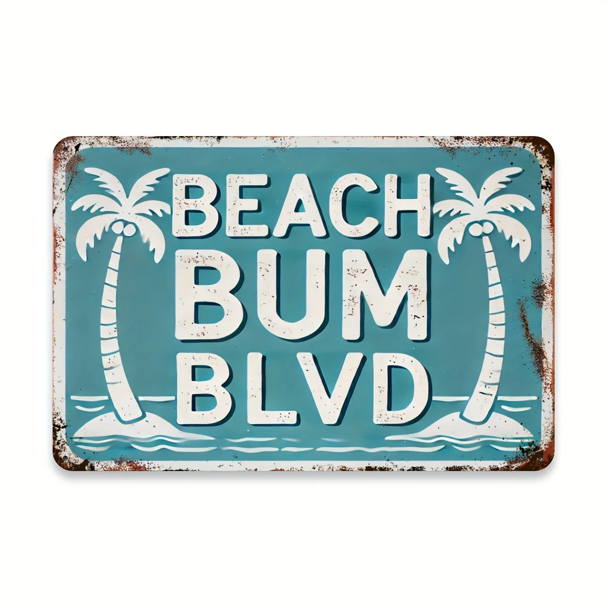 Vintage Rural Style Beach Drifter Avenue Wall Painting 12X8 - Inch Iron Sign Suitable For Home Bar And Coffee Shop Decoration