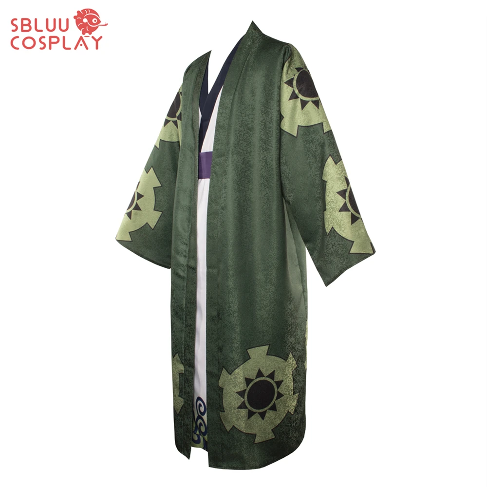 SBluuCosplay Anime Wano Country Roronoa Zoro Cosplay Costume Green Kimono Outfit High Quality