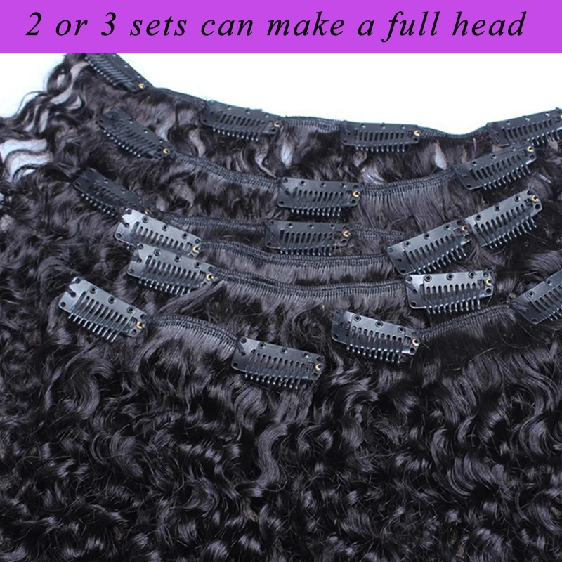 Extensiones de cabello humano virgen 3B 3C para mujer, Pelo Rizado Afro brasileño, cabeza completa Negra Natural