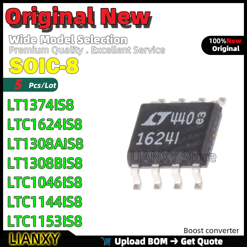 5-個-soic-8-lt1374is8-ltc1624is8-lt1308ais8-lt1308bis8-ltc1046is8-ltc1144is8-ltc1153is8-ltc1147lcs8-ブーストコンバータ新オリジナル