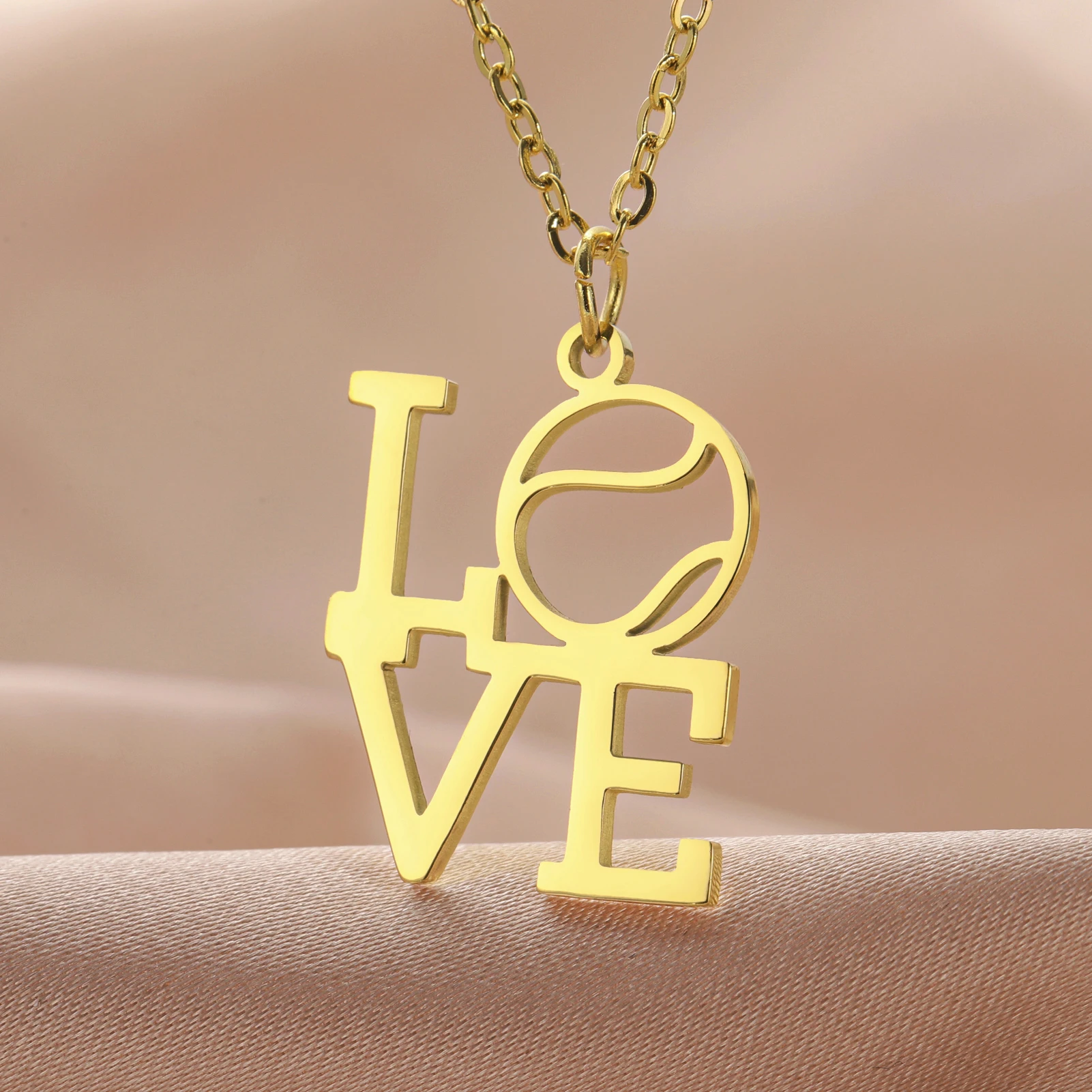 Lemegeton Baseball Love Pendant Couple Necklace Stainless Steel Jewelry for Boyfriend Girlfriend Valentine's Day Gifts Trend New