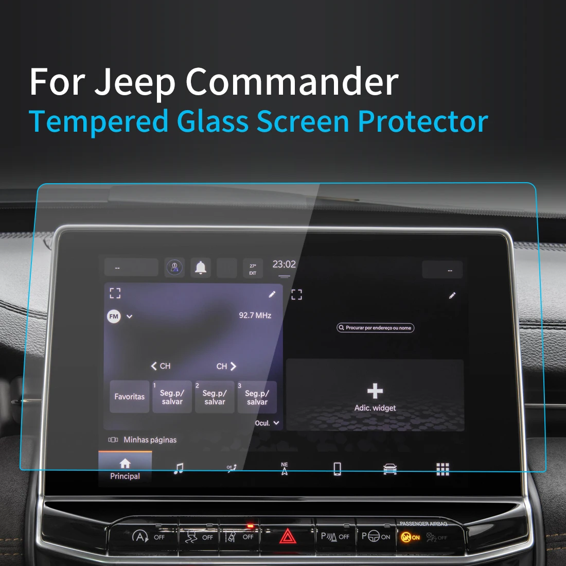 For JEEP Commander 2022 Screen Protector Tempered Glass Protective Film Carplay Panel Media Video Car Auto Interior Accessories