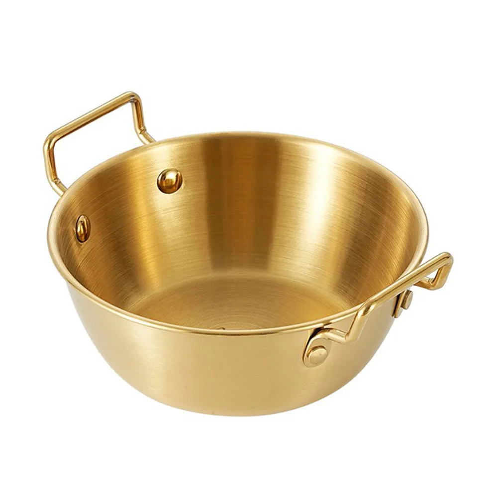 304 Stainless Steel Double Eared Bowl with Handle for Instant Noodles Salad Snacks Fries Serving Dish Dishwasher Safe