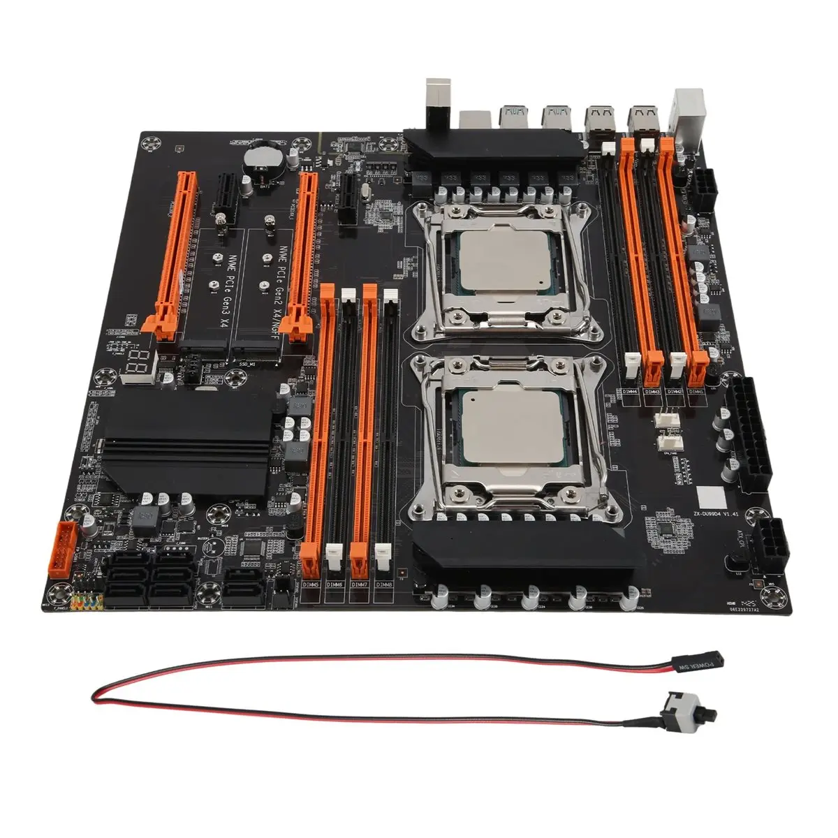【A65I~】 X99 Dual-CPU-Motherboard LGA2011 unterstützt DDR4 ECC-Speicher Computer-Motherboard + 2XE5 2650 V3 CPU + Schaltkabel