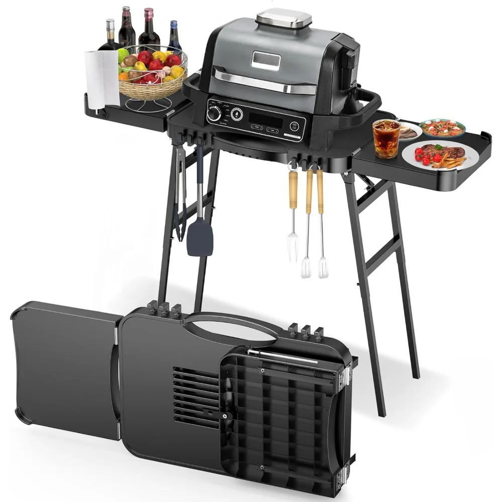 Portable Outdoor Grill Stand for 26 30 34 Inch Griddles Large Space Upgrade Height Quick Fold Cart for Pizza Oven