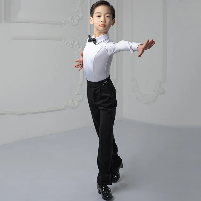 Ropa de competición de baile latino para niños, camisas profesionales, pantalones, trajes, traje de baile Tap para niños, ropa estándar Latina