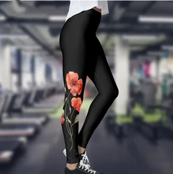 Women wear flower print hip lift skinny basic casual leggings women's pants every day