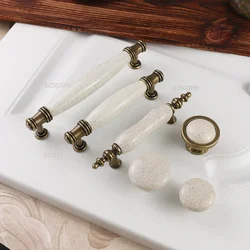 European Bronze Ceramic Cabinet Handles Drawer Knobs Wardrobe Door Handles Furniture Handle