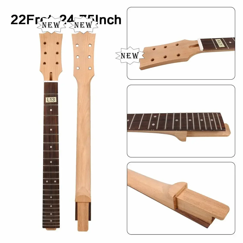 Yinfente New Electric Guitar Neck 22 Fret 24.75 Inch Dots Inlay Rosewood Unfinished Set in Heel for Luthier High Quality