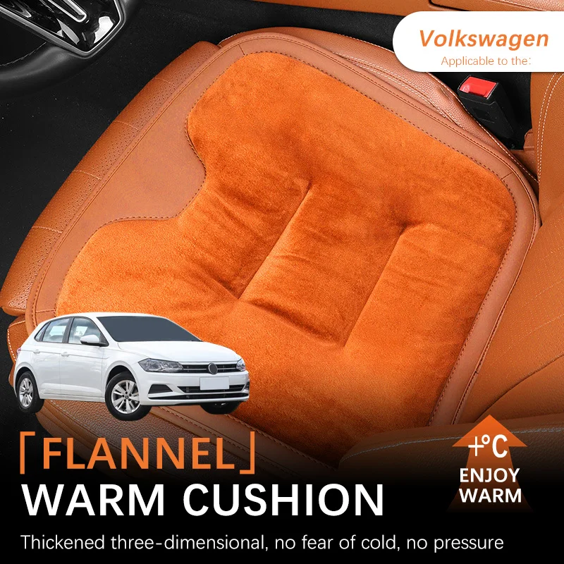 Cojín de asiento de coche de otoño e invierno, cojín de asiento antideslizante de felpa, cálido y resistente al desgaste para Volkswagen Polo