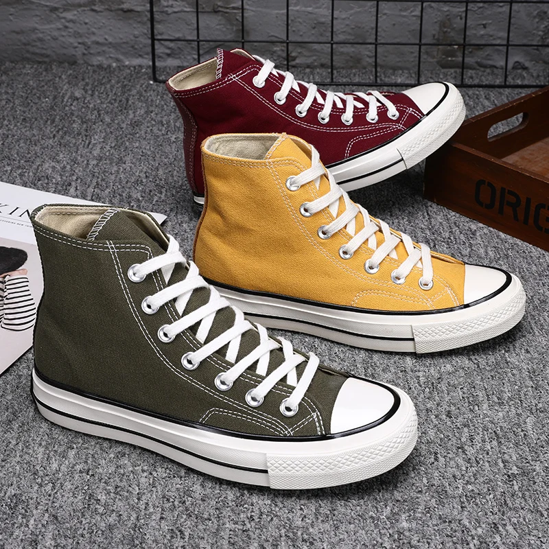 Couple Sneakers Men Women High-top Classic Vulcanized Shoes Lace-up Flat Wear-resisting Luxury Designer Original Walking Shoes