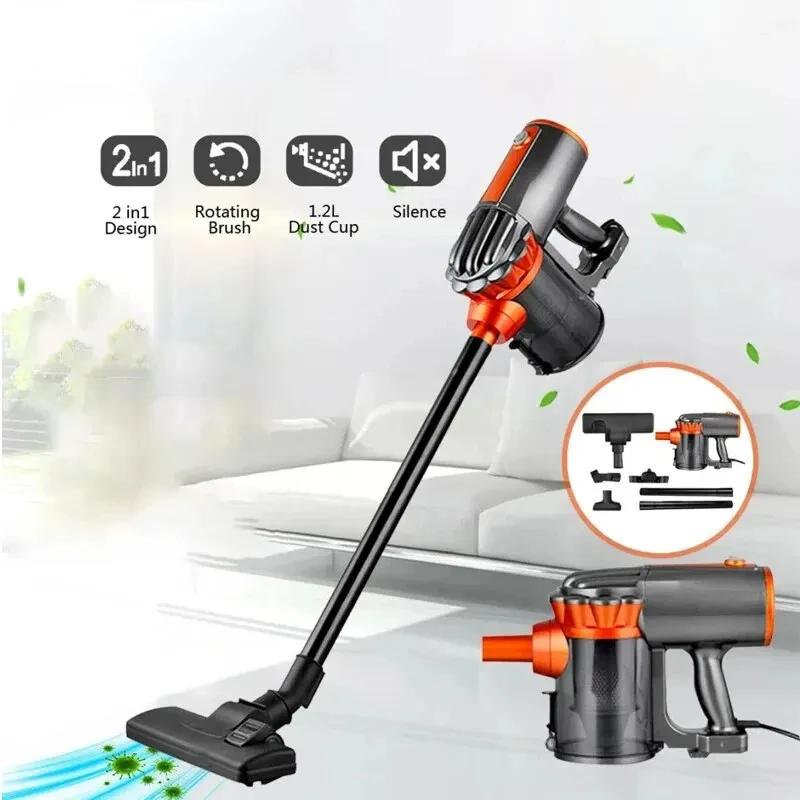 600W Corded Vacuum Cleaner Household Handheld Multifunction 2-in-1 Strong Suction Vacuum Cleaner 16KPa Dust Collector Aspirator