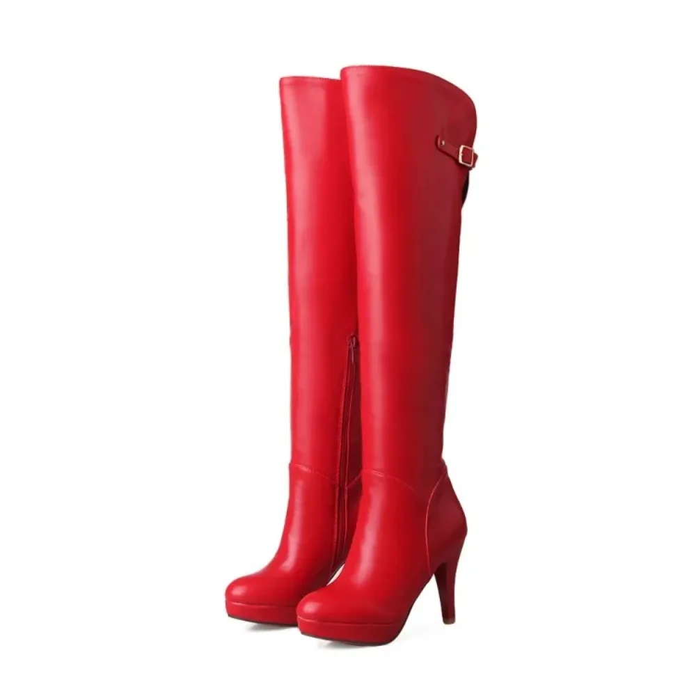 Women\'s Sexy Casual High Heel Winter Boots  Rushed New Big Size 34-46 Autumn Shoes for Comfortable Walking 6-3