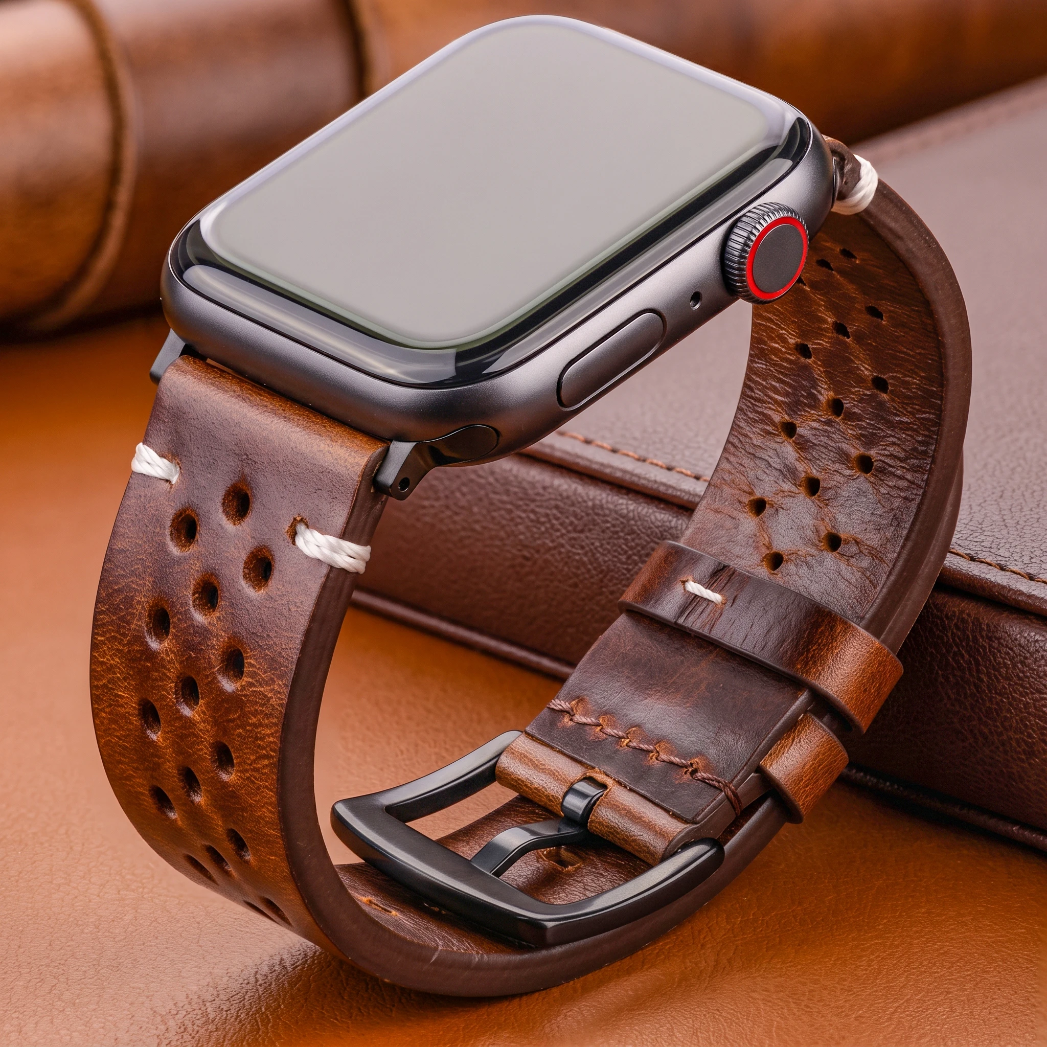 Echtes Lederarmband für Apple Watch Band Serie 7 6 5 4 Se Armband 44 mm 45 mm 40 mm 41 mm 42 mm 49 mm Damen Herren Iwatch Armband