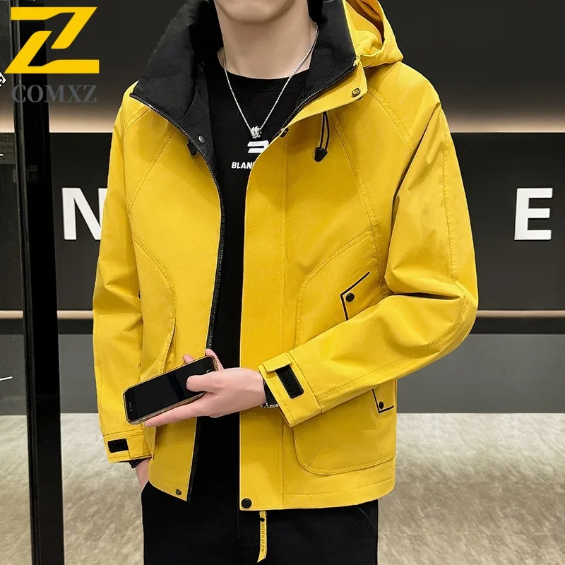 

COMXZ Men Jackets 2025 Autumn Outdoor Hunting Hiking Travel Camping Casual Handsome Hooded Jacket Windproof Workwear Thin Coat