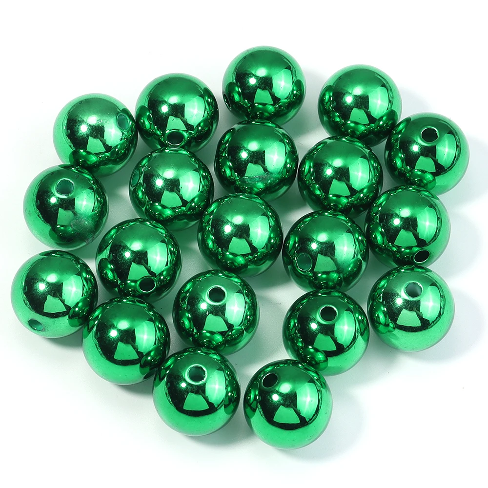 500 جرام/وحدة سلسلة ألوان عيد الميلاد خرز أكريليك لون معدني خرز فضفاض مستدير لصنع المجوهرات هدايا مجوهرات عيد الميلاد ذاتية الصنع #5
