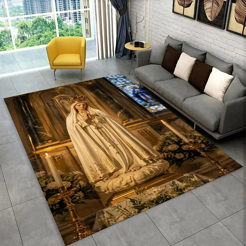 Virgin Mary Christian Faith Large Area Rug Non-slip Durable Carpet for Bedroom Living Room Sofa Doormat Home Decor Floor Mat