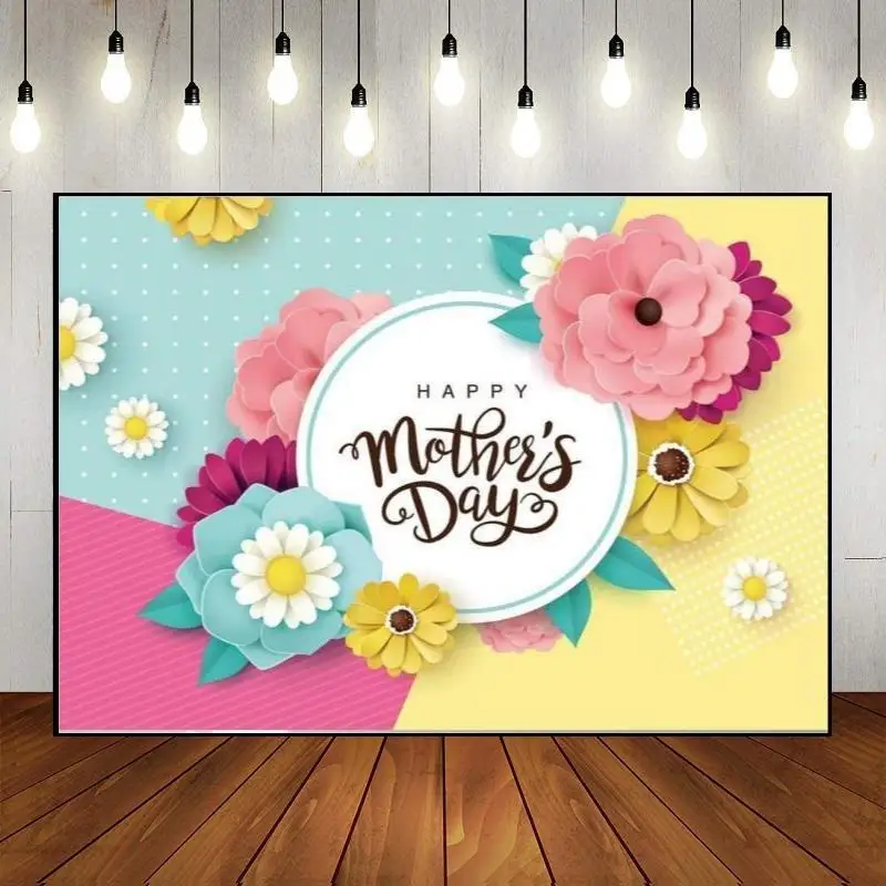 Pink Carnation Photography Backdrop Flowers Decoration Party Wall Family Banner Rose Custom Floral Love Mother's Day Theme Photo