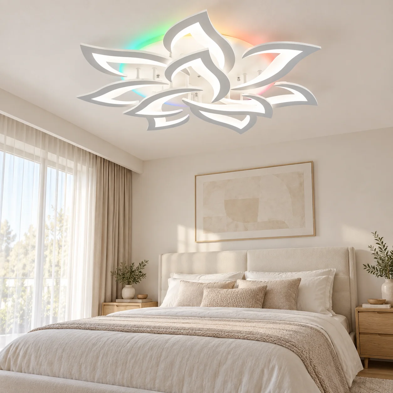 Luxury Home Chandelier Ceiling Lights with Remote Control App Living Room Hotel Atmosphere RGB Dimming LED Ceiling Lamps
