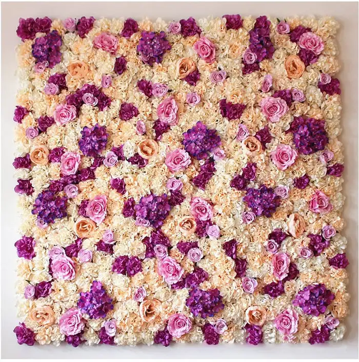 3D Mixed Flower Series Luxury Champagne Rose Hydrangea artificial plant flower wall cloth rolled up outdoor wedding background