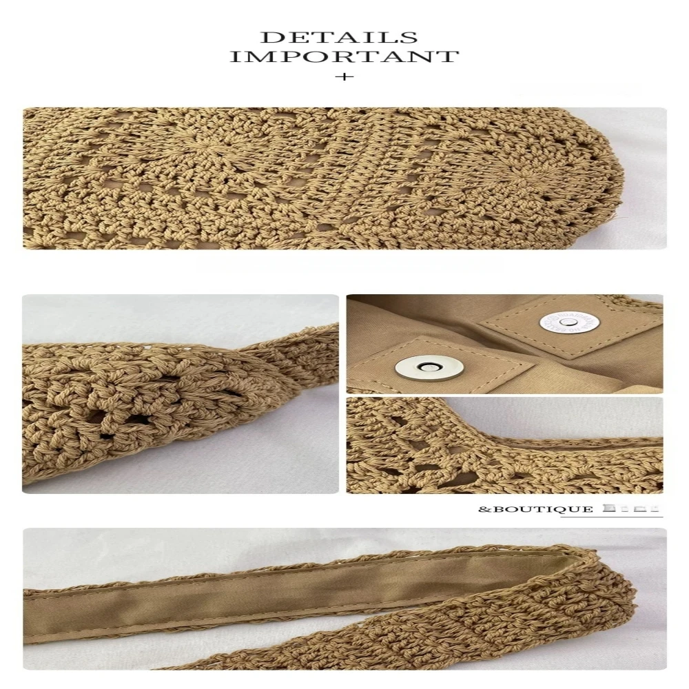 Hollow Out Flower Shopping Bags for Women Vintage Crochet Single Shoulder Totes Bag Fashion Knitted Handbags Bolsas de Mujer