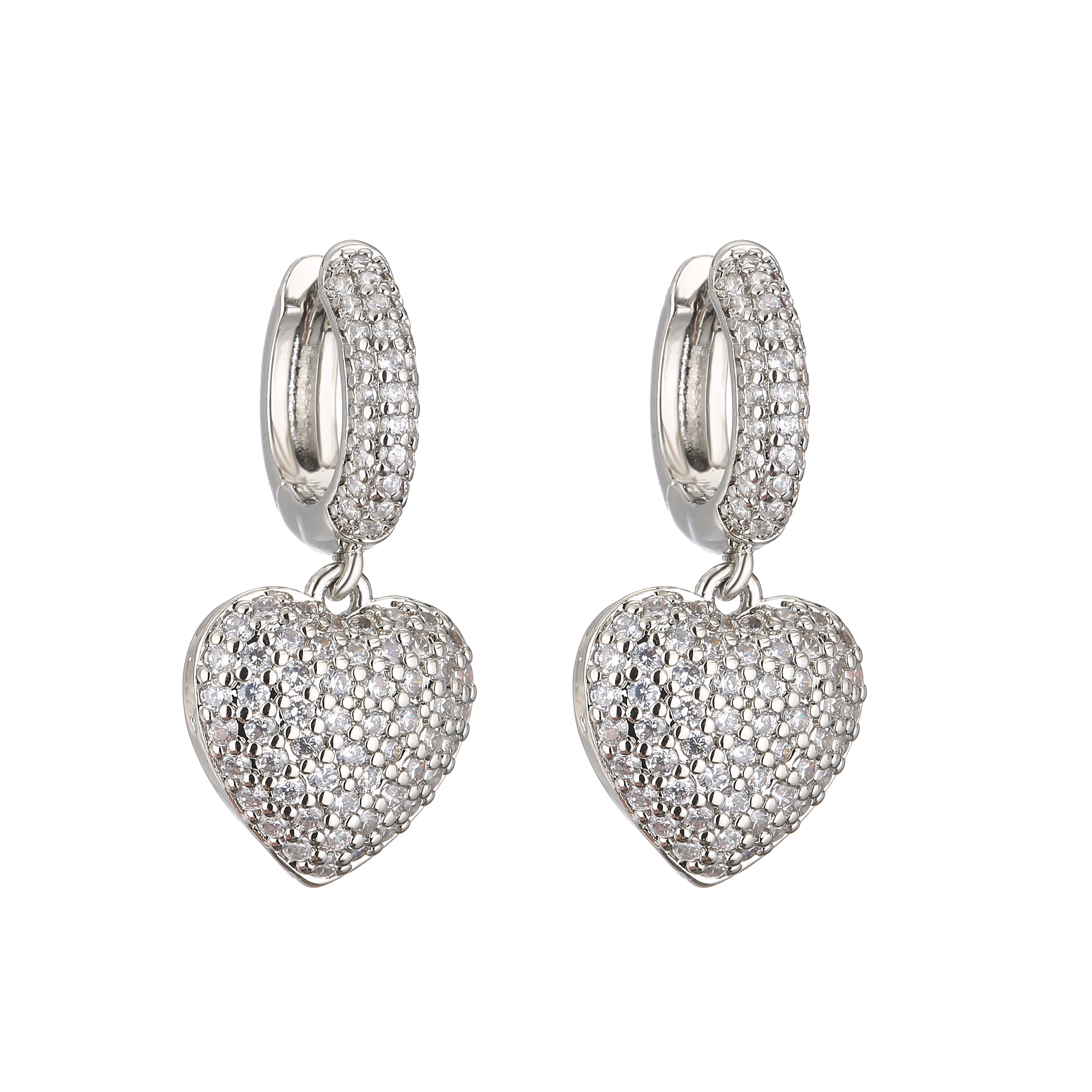 HECHENG, AAAAA Cubic Zirconia Women Heart  Earrings Ring Necklace Jewelry Set, Cooper 18K Plated Love Anniversary Gift