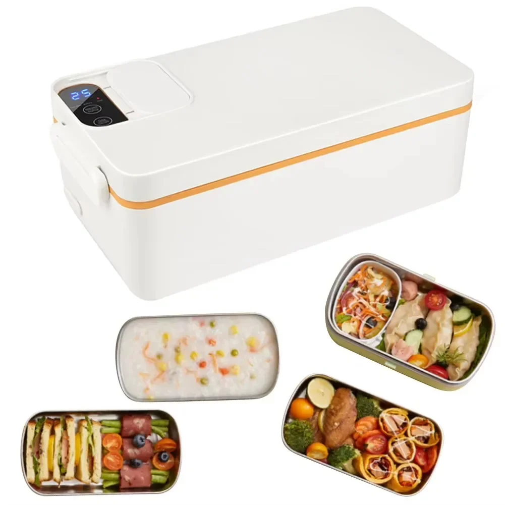 Portable Wireless Electric Lunch Heated Box Food Heater W/1.5L Removable Stainless Steel Container Heated For Office/Travel