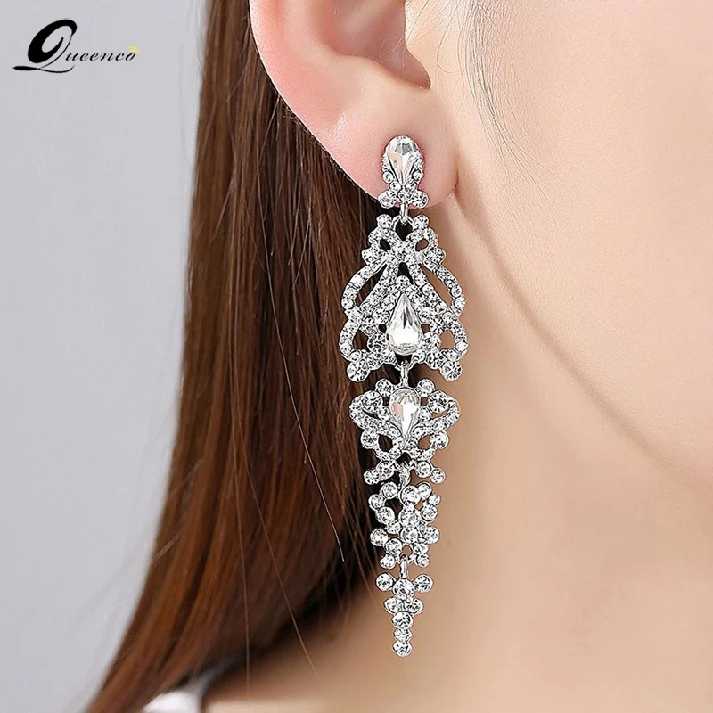 

New Long Earrings Crystal Dangle Designer New In Luxury Bride Wedding Dress Accessories Fashion Korean Style Jewelry Earrings