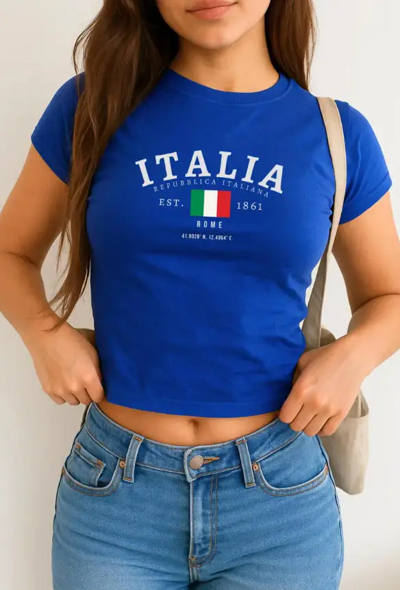 Italy Baby Tee Vintage Rome Flag Shirt Fashion Saint Mediterranean Aesthetic Tee top