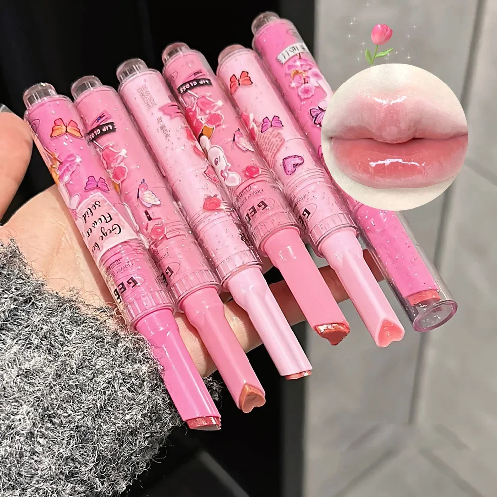 Gege Bear 3pcs/Set Garden Pink Rabbit Solid Lip Gloss Moisturizing Watery Colored Lip Balm Long-lasting and Tender Lip Balm
