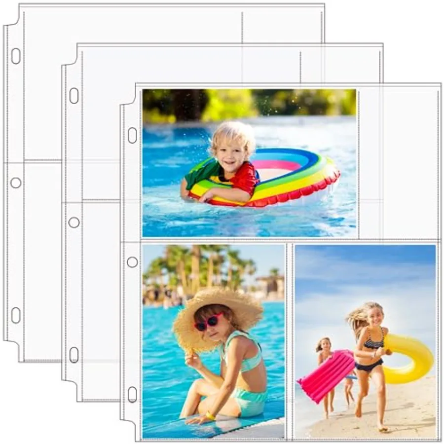 

4x6 Photo Sleeves for 3 Ring Binder 180 Pictures,Heavy-Duty Archival Page Protectors, 3-Pocket Clear Photo Album Refill Pages,