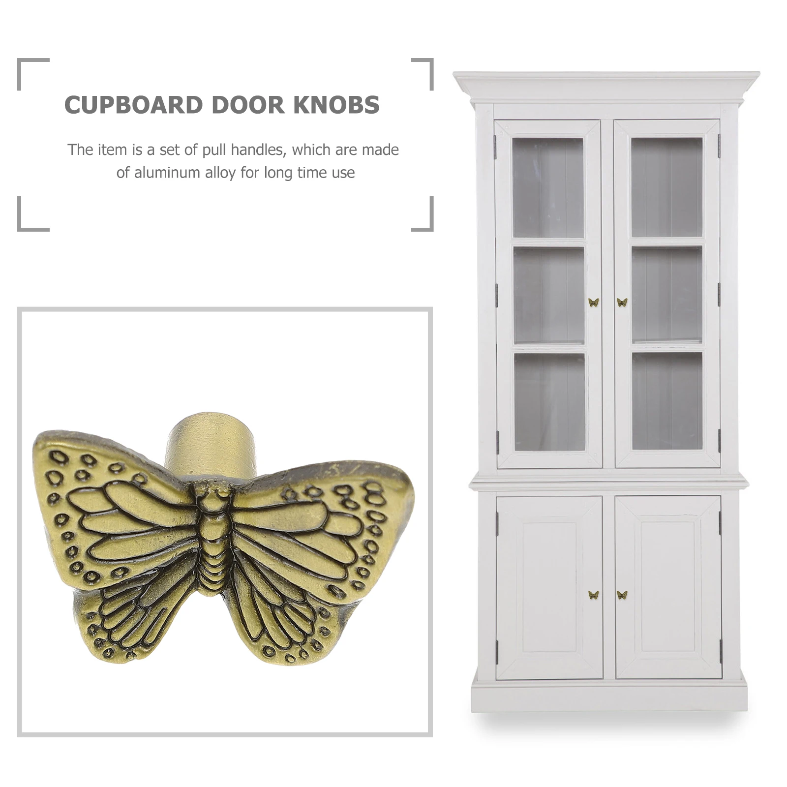 

4Pcs Butterflies Cupboard Door Knobs Vintage Decorative Handles for Cabinet Drawer Wardrobe Unique Design Durable Practical