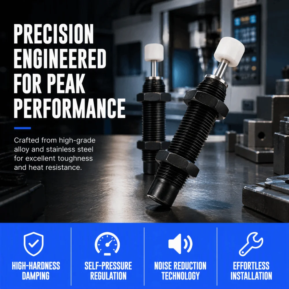 2pcs set M12x10mm Pneumatic Shock Absorber Stroke Monotube Oil Pressure Shock Absorber Oil Buffer Metal Construction