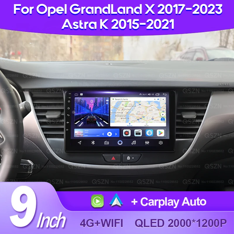 

QSZN For Opel GrandLand X 2017 -2023 Astra K 2015 -2021 Car Radio 2K QLED 4G CarPlay Android 13 Auto GPS Multimedia Video Player