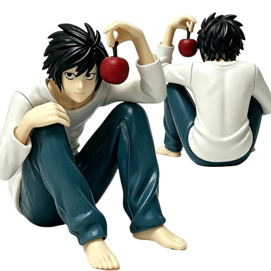 Anime Death Noted L Lawliet Figure Sitting Pose Figure With Apple PVC Collectible Model Toy With Color Box Desk Decor Gift Hot