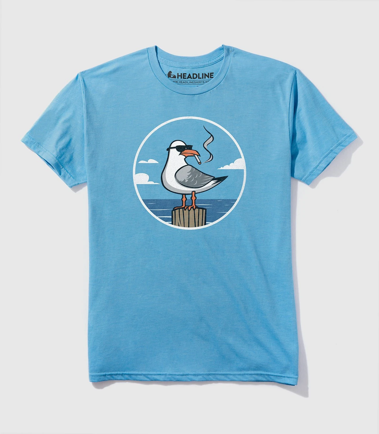 

Bad Seagull American Retro Classic High Street ex ort Sve T-irt Couple Summer Casual Cotton round Ne Print Tee